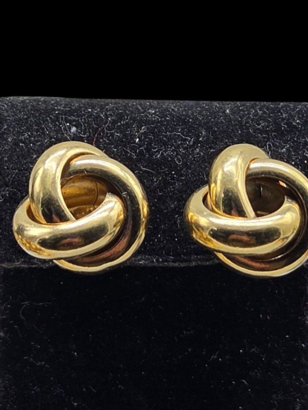 Vintage Monet Style Gold Tone Knot Clip On Earrings 1960s Patented Comfort Lever - Picture 10 of 10